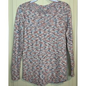 Loft red white blue cotton Pullover long sleeve sweater longer length sz S GUC‎
